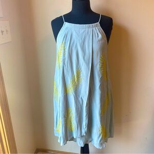 CIEBON Joanna Beaded Palm Minidress Sky Blue Summer Halter Vacation Spring Break